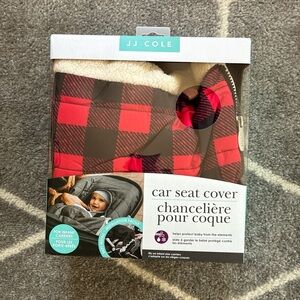JJ Cole Gray Infant Car Seat Cover with Cream Trim